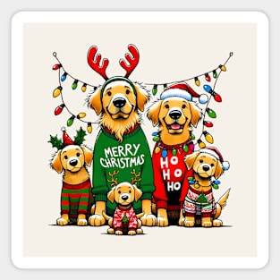 Golden Retriever Family Xmas Magnet